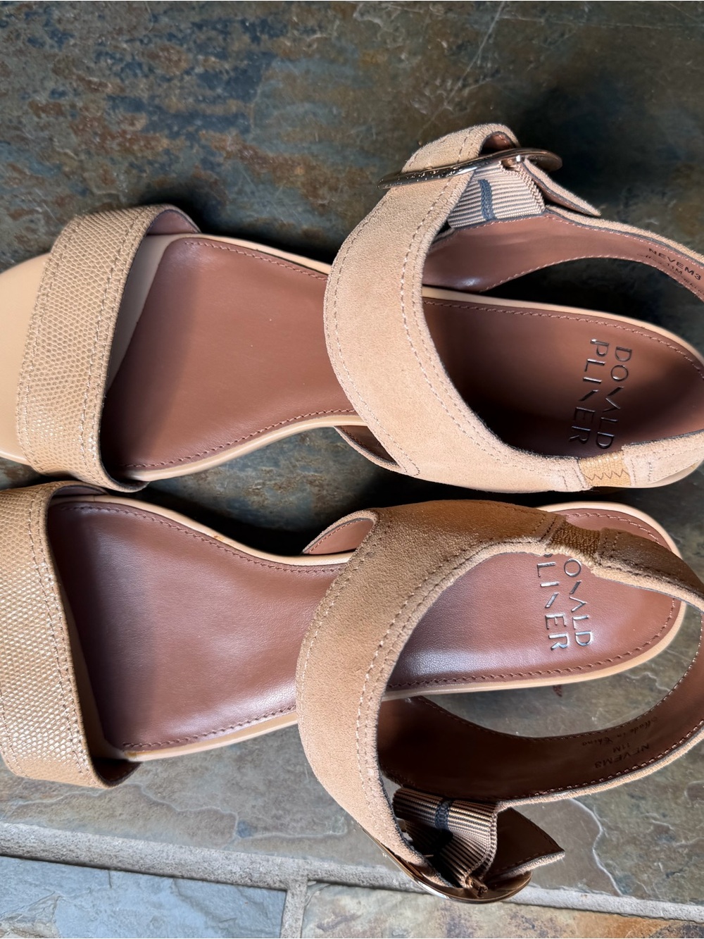 Donald J. Pliner Tan Suede & Neutral Strap Women's Sandals